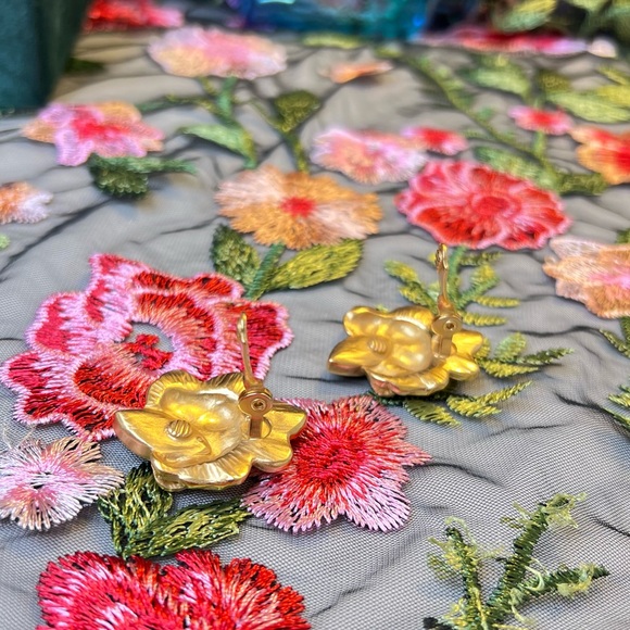 RARE YSL Earrings Clip On Gold Plated Authentic Yves Saint Laurent Jewelry - Picture 7 of 8